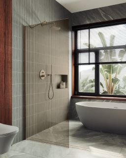 Душевая перегородка MaybahGlass MGD-696-2ш 79см бронза